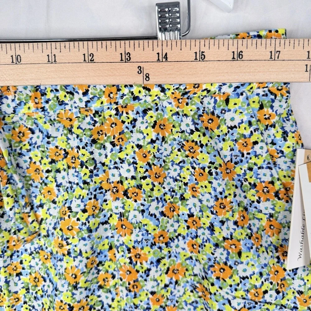 Land 'N Sea Women's SZ-L Orange Floral 55%Linen & Rayon Blend midi length skir‎